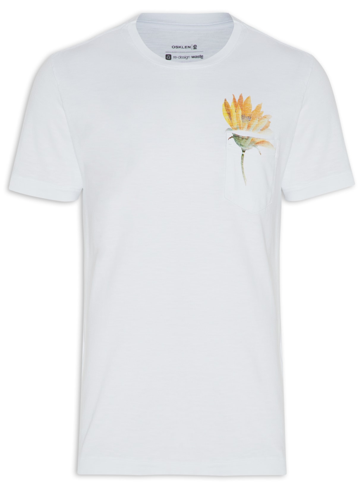 Camiseta Masculina Pocket Flower - Branco