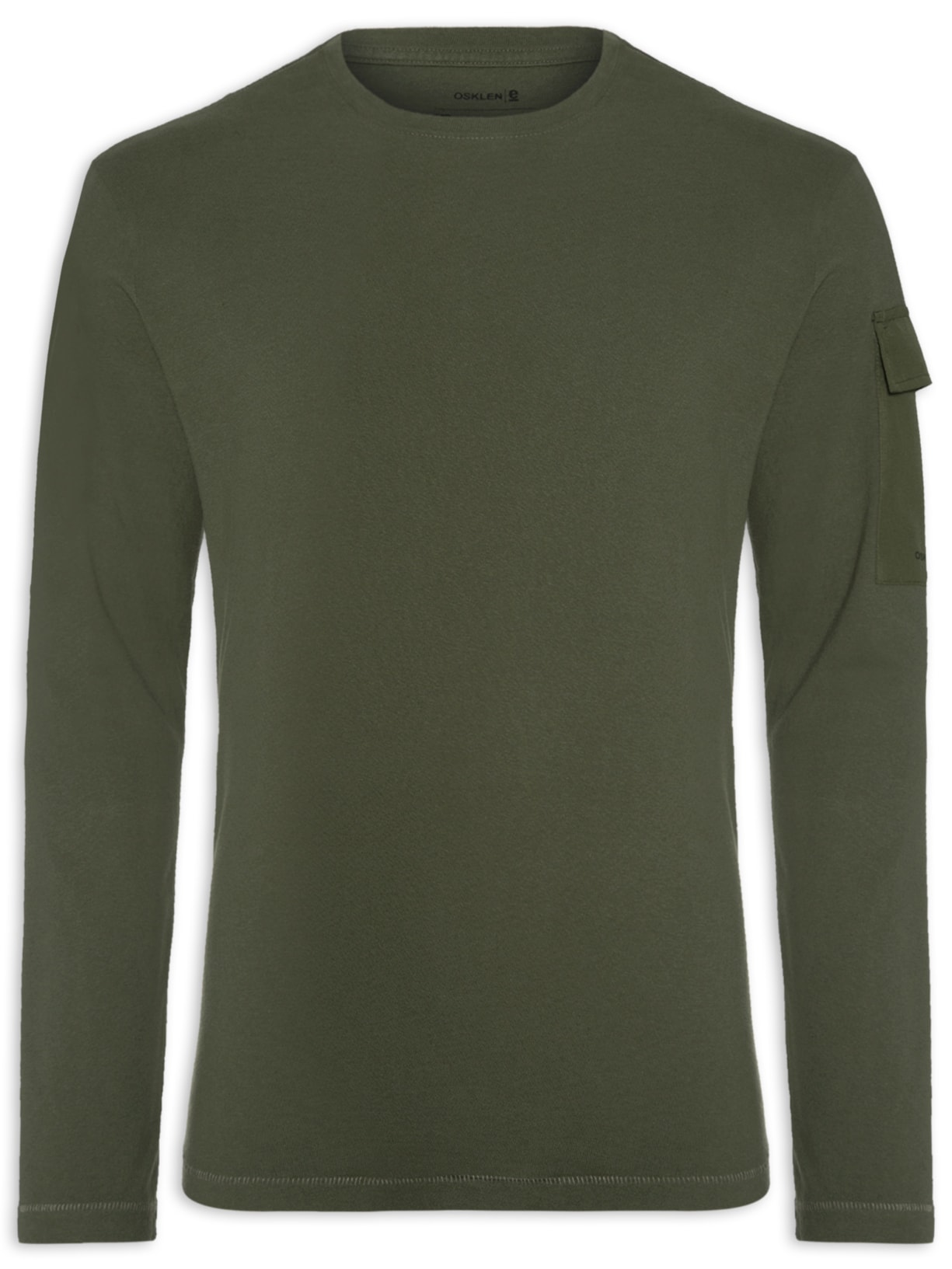 Camiseta Masculina Pocket Manga Longa - Verde