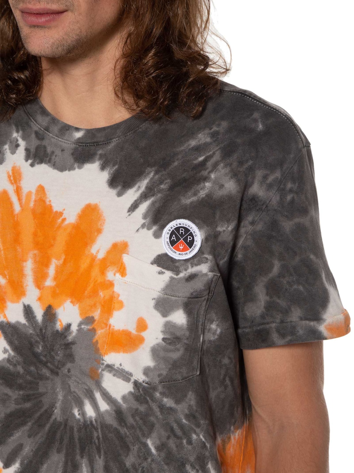 Camiseta Masculina Pocket Surfing Laranja Osklen