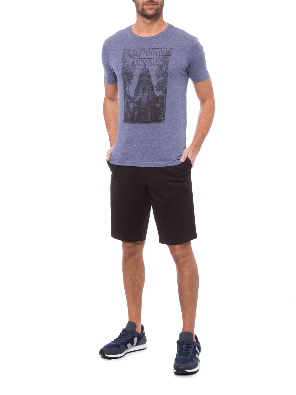 Camiseta Masculina Positive Mind Azul Zapalla
