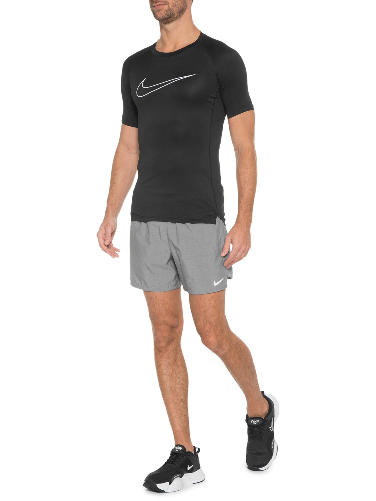 Camiseta Masculina Pro Dri-FIT Preto e Branco Nike