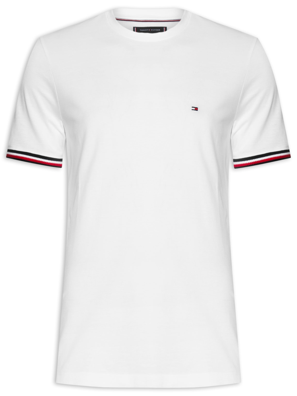 Camiseta Masculina Punho Global Stripe Regular Fit em Algodão - Branco