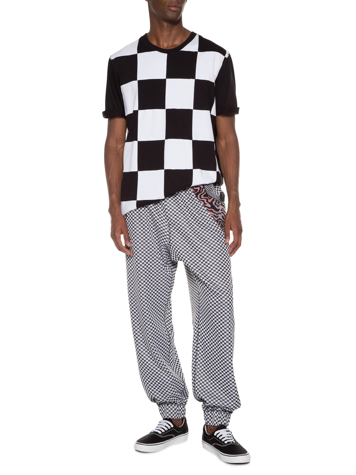 Camiseta Masculina Quadriculada Preto À La Garçonne