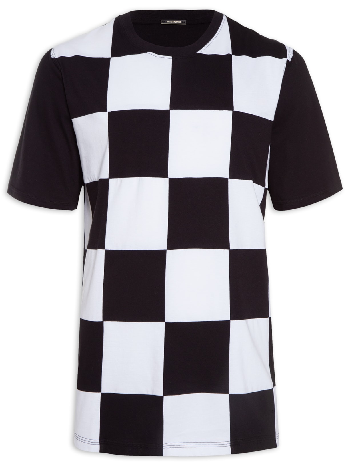 Camiseta Masculina Quadriculada - Preto