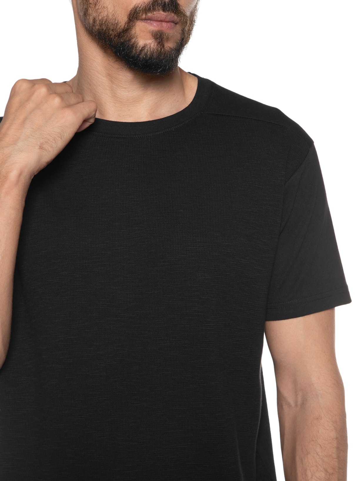 Camiseta Masculina Quadrile Recorte Preto Foxton