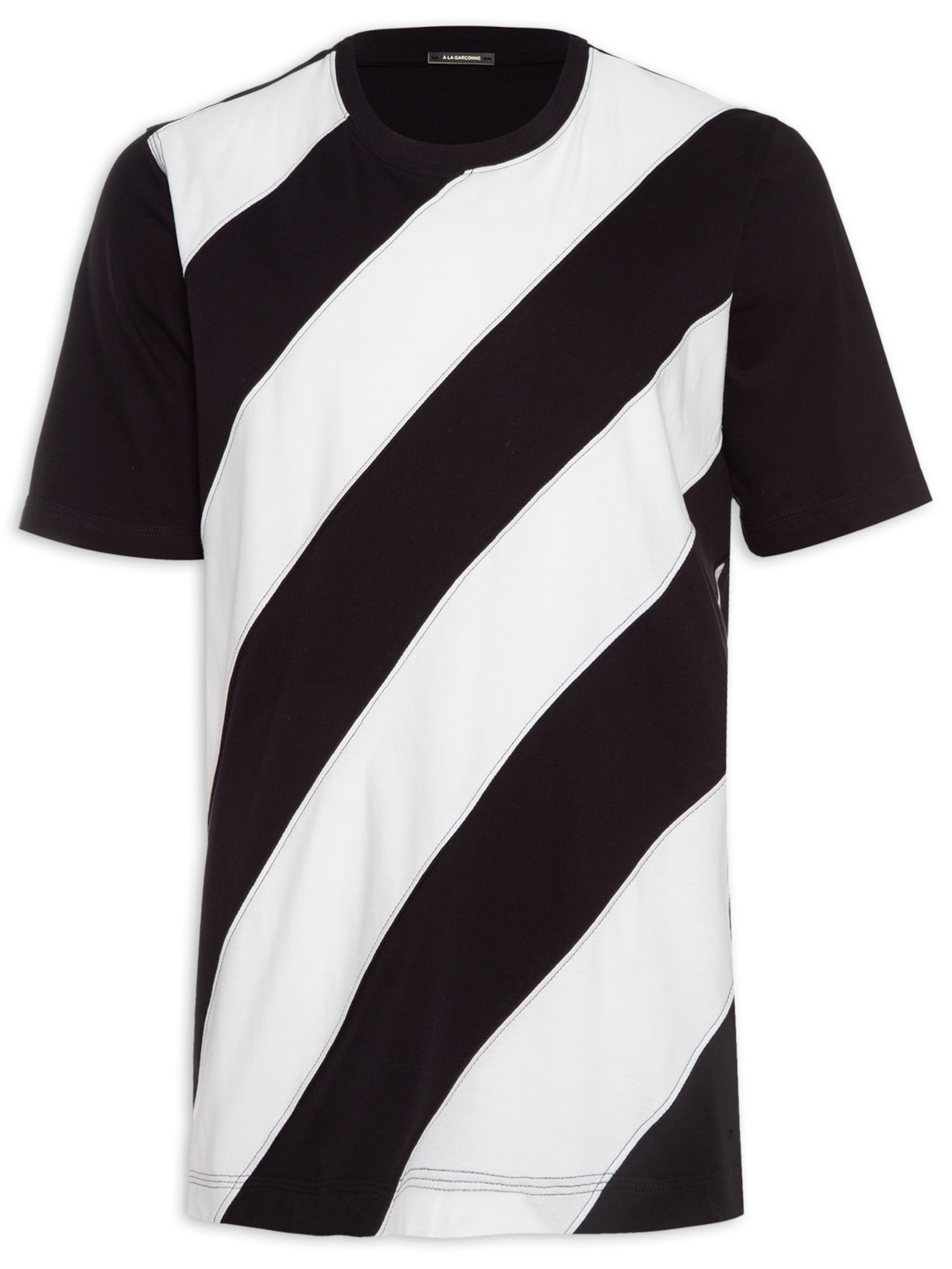 Camiseta Masculina Recortes Diagonais - Preto