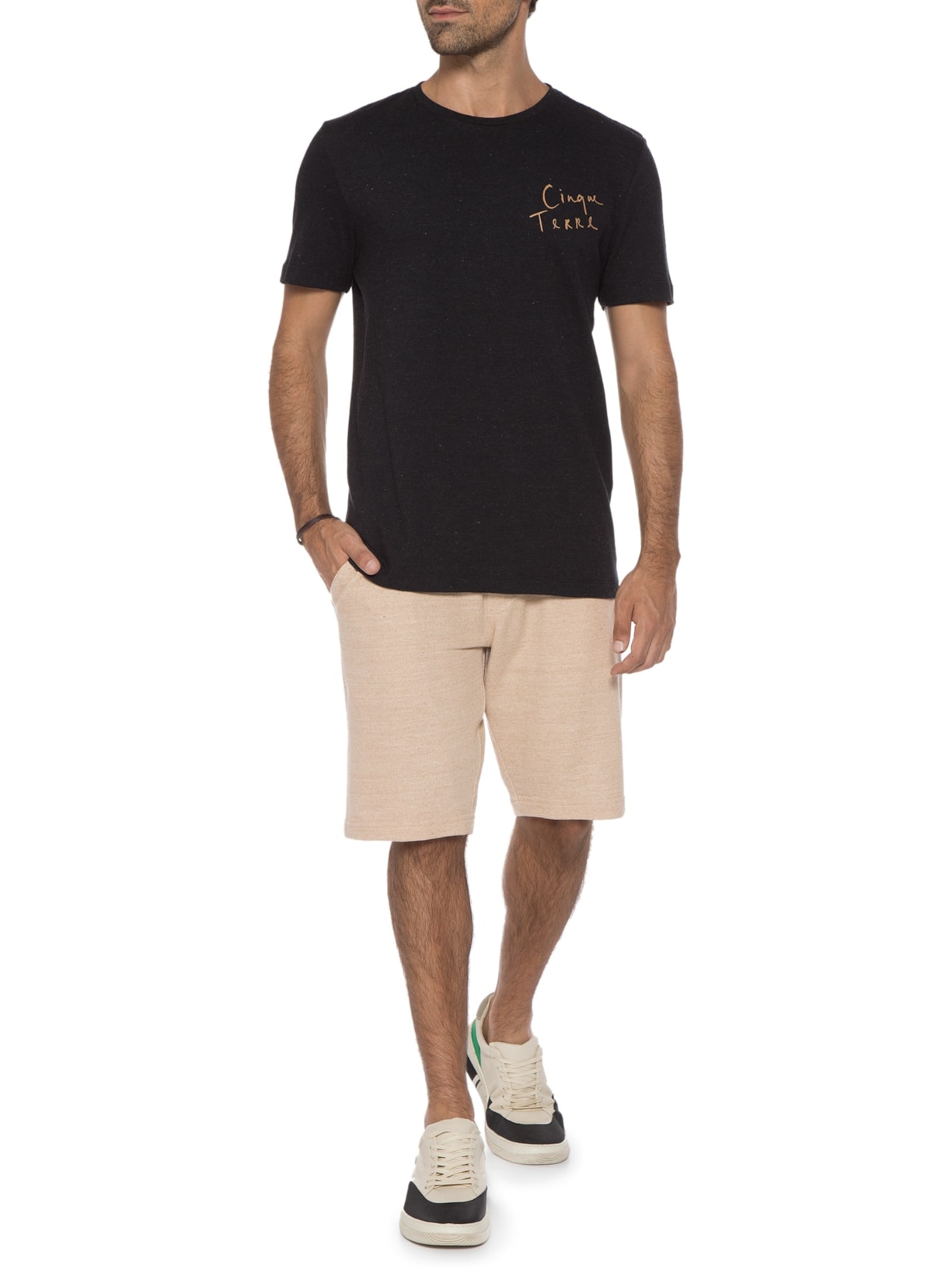 Camiseta Masculina Recycled Estampada Cinque Terre Preto Barche