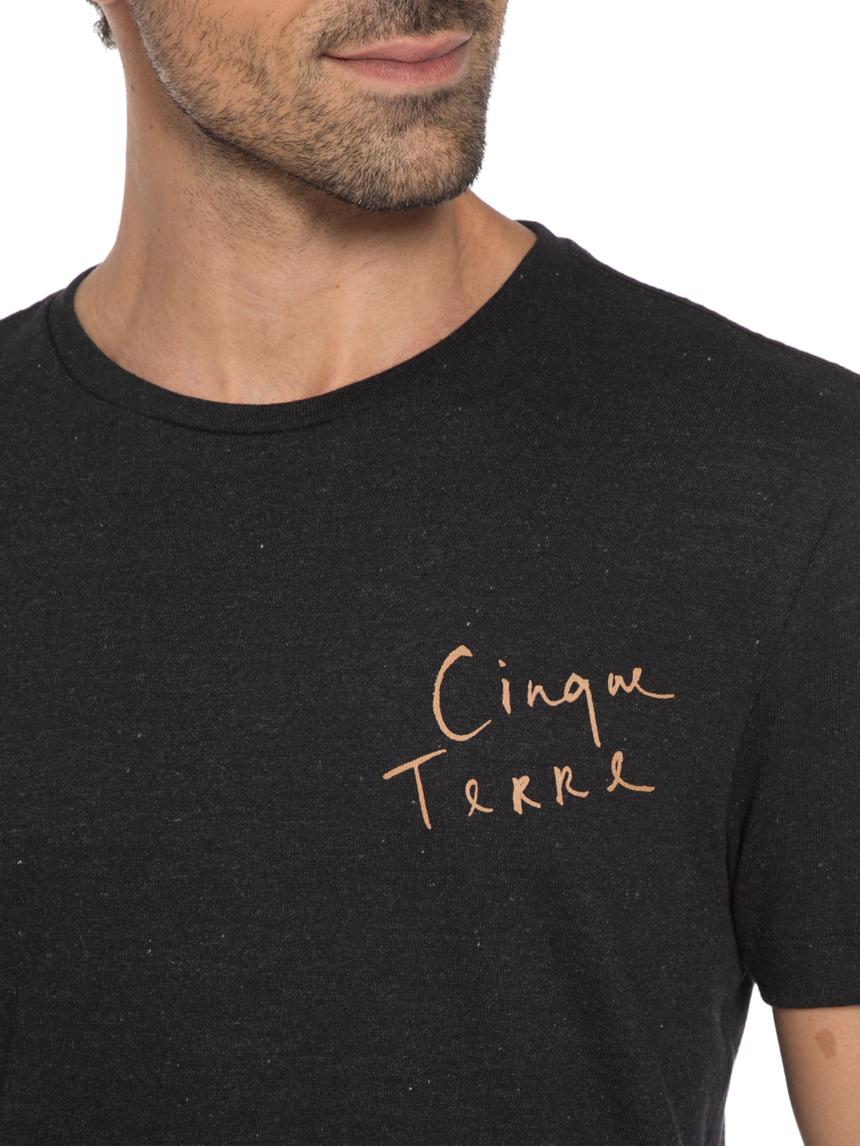 Camiseta Masculina Recycled Estampada Cinque Terre Preto Barche