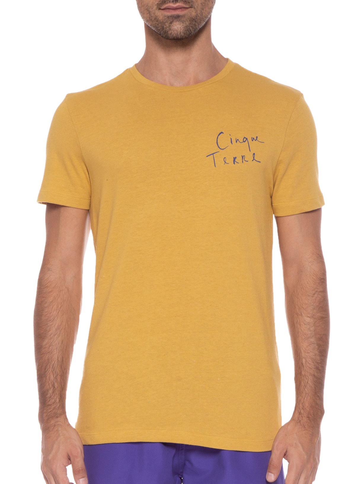 Camiseta Masculina Recycled Estampada Cinque Terre Raul Gastão Amarelo Barche
