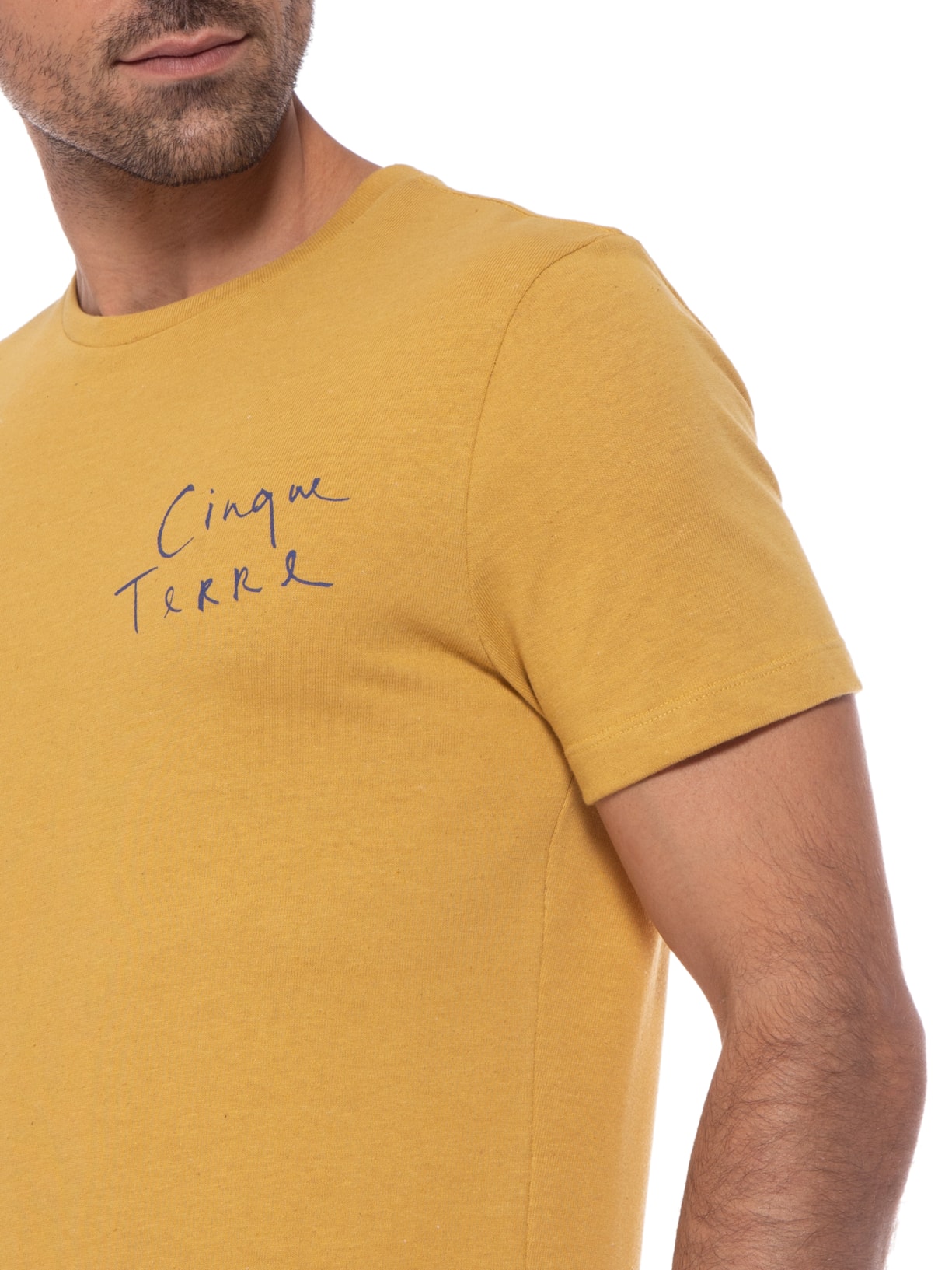 Camiseta Masculina Recycled Estampada Cinque Terre Raul Gastão Amarelo Barche