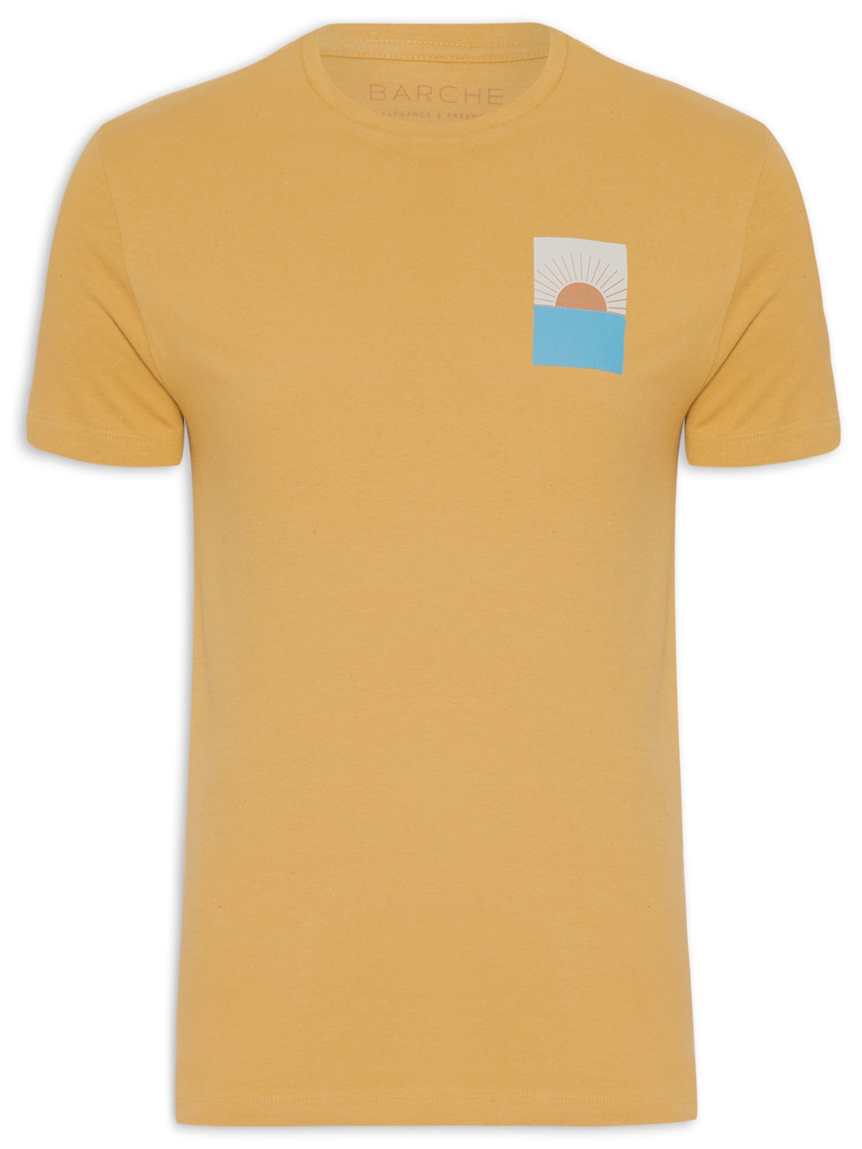 Camiseta Masculina Recycled Estampada Por Do Sol Mar - Amarelo