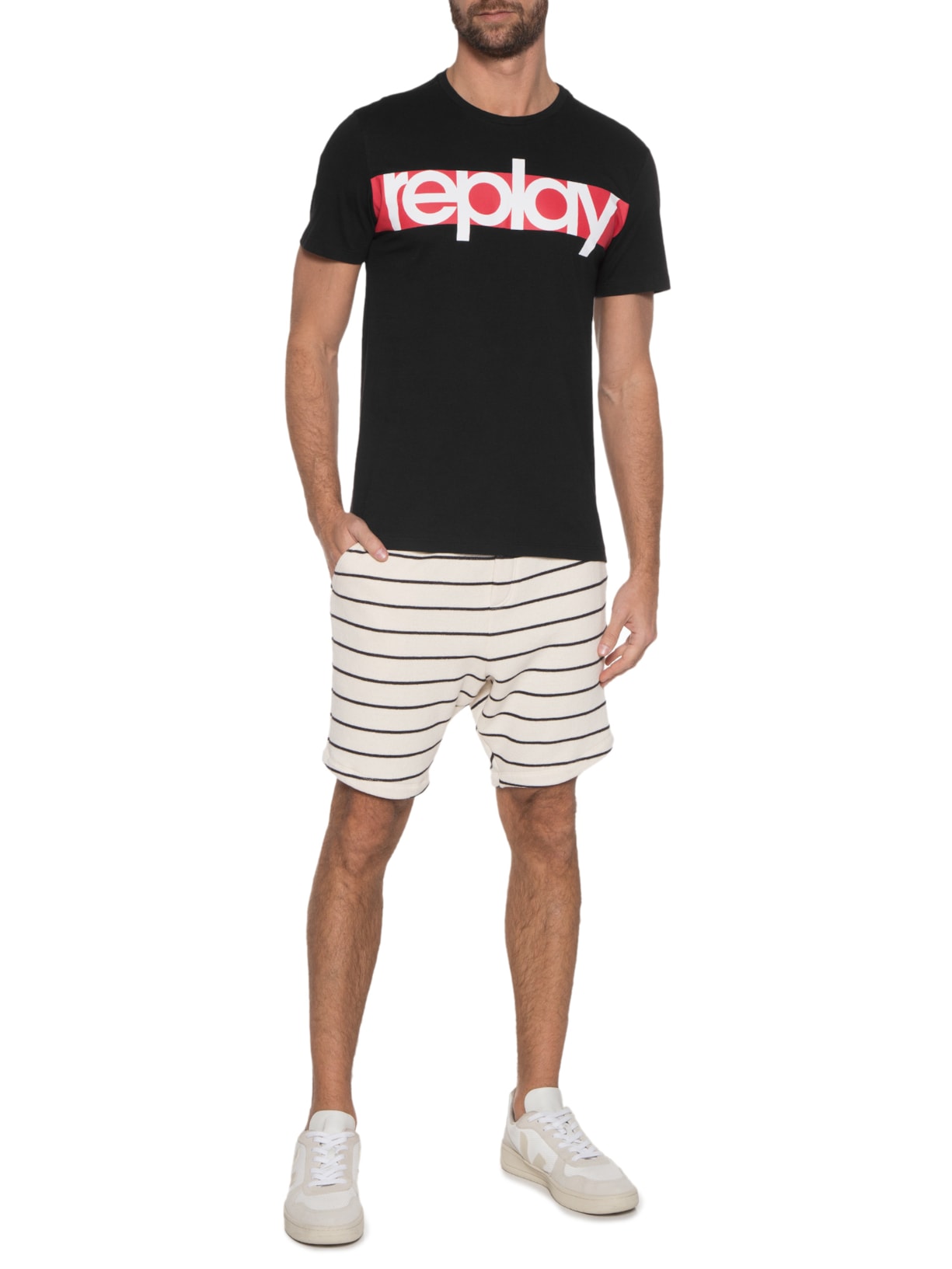 Camiseta Masculina Red Preto Replay