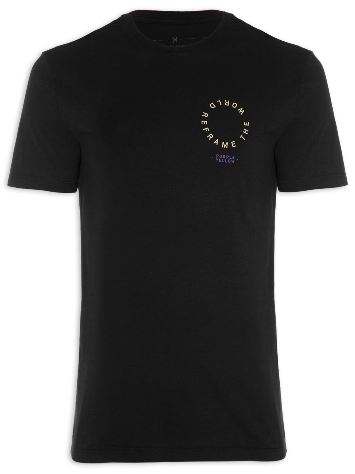 Camiseta Masculina Reframe The World Preto Purple Yellow
