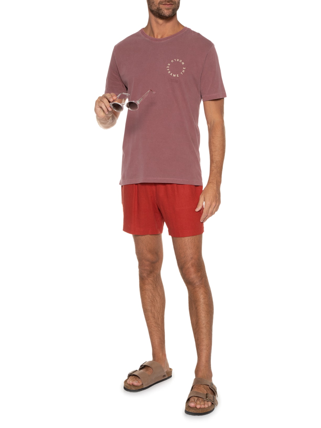 Camiseta Masculina Reframe The World Vermelho Purple Yellow