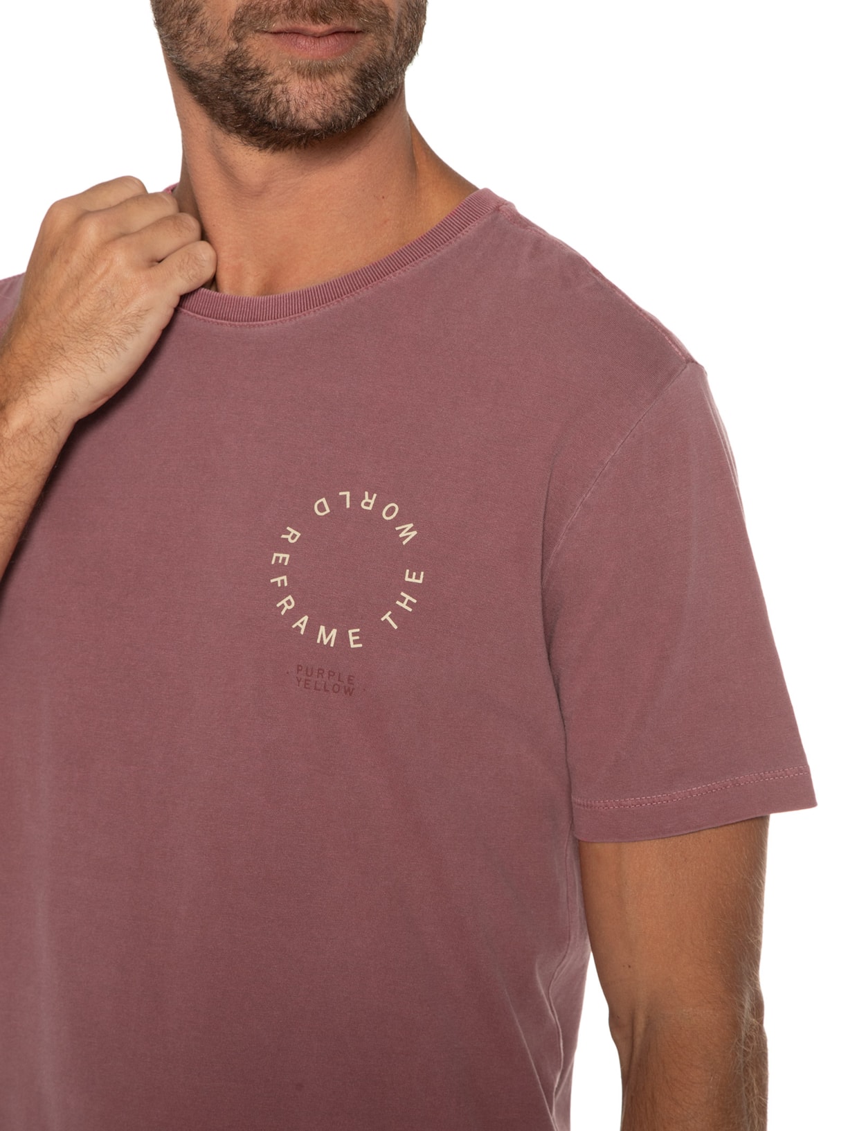 Camiseta Masculina Reframe The World Vermelho Purple Yellow