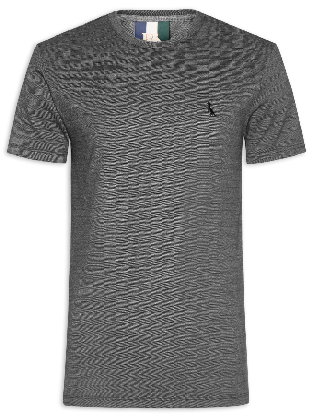 Camiseta Masculina Regular Espinha de Peixe - Preto