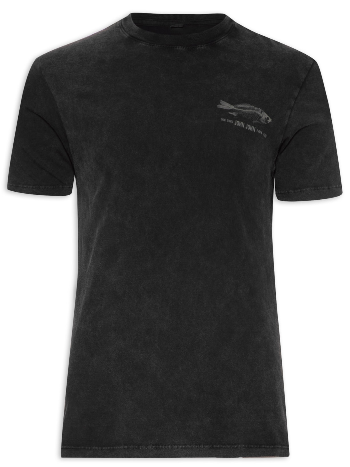 Camiseta Masculina Regular Fishes Fossil - Preto