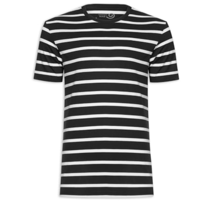 Camiseta Masculina Regular Fit Algodão Peruano Fio Tinto - Preto