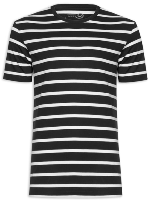 Camiseta Masculina Regular Fit Algodão Peruano Fio Tinto - Preto