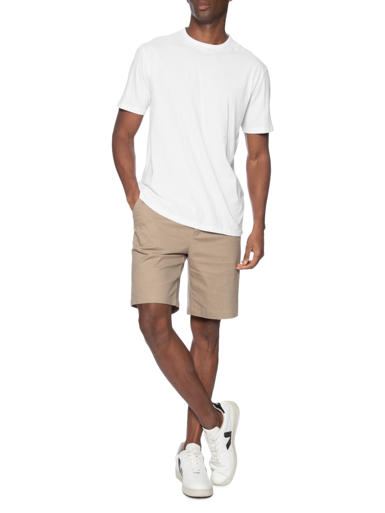 Camiseta Masculina Regular Fit Algodão Peruano Peach Touch Branco  Hering