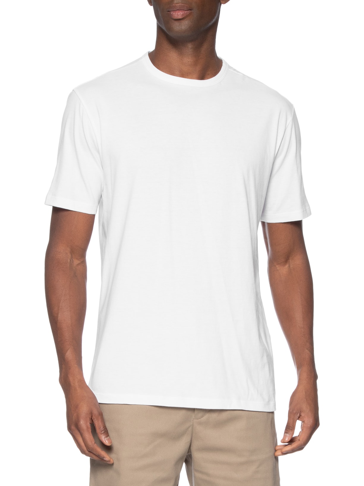Camiseta Masculina Regular Fit Algodão Peruano Peach Touch Branco  Hering