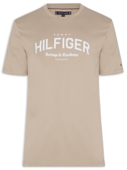 Camiseta Masculina Regular Fit Arch Logo - Bege