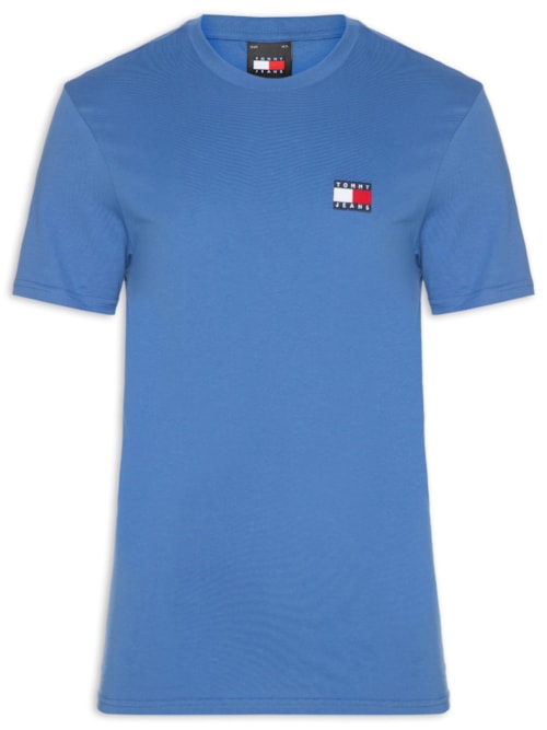 Camiseta Masculina Regular Fit Badge Bordado - Azul