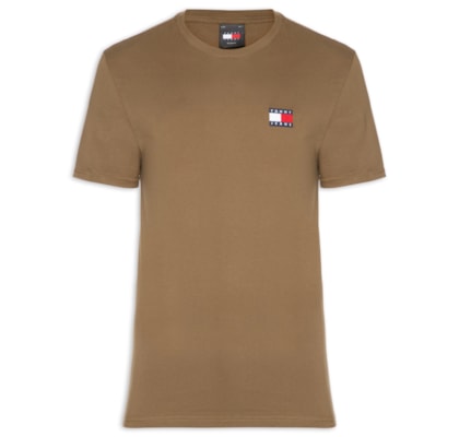 Camiseta Masculina Regular Fit Badge Bordado - Marrom