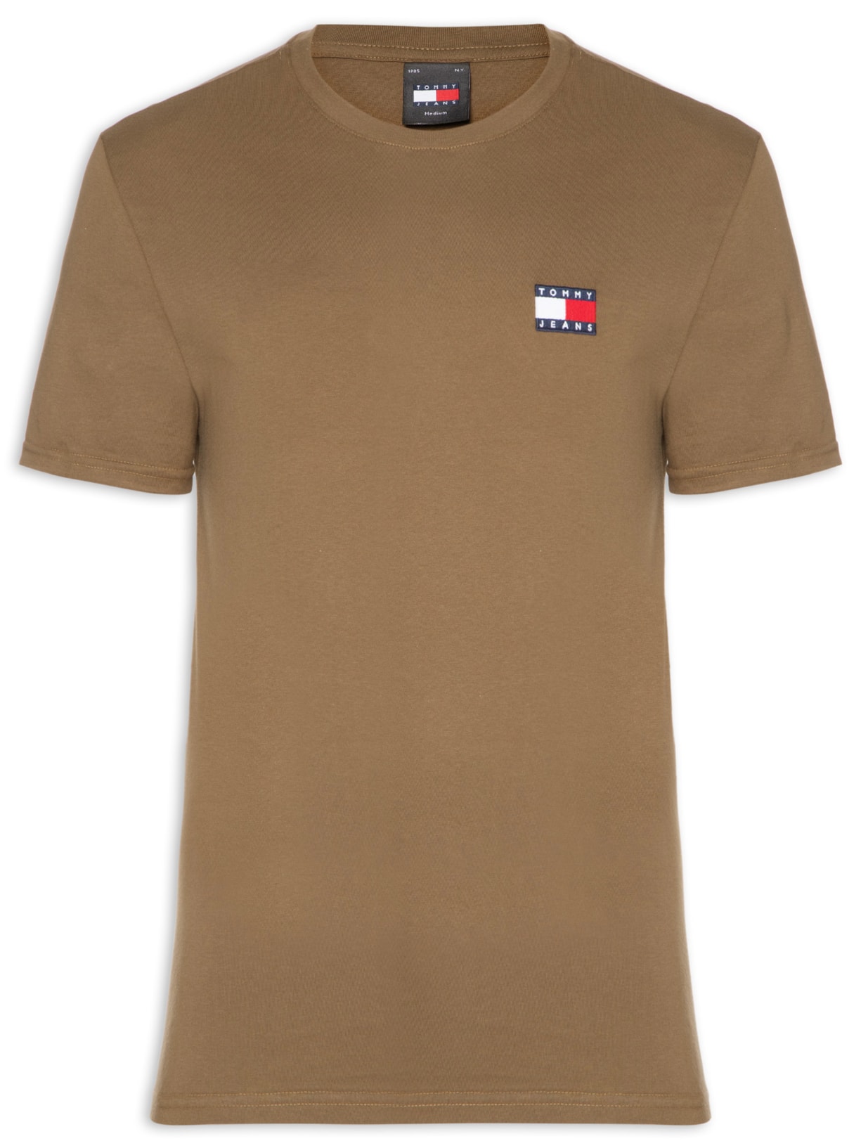 Camiseta Masculina Regular Fit Badge Bordado - Marrom