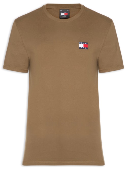 Camiseta Masculina Regular Fit Badge Bordado - Marrom