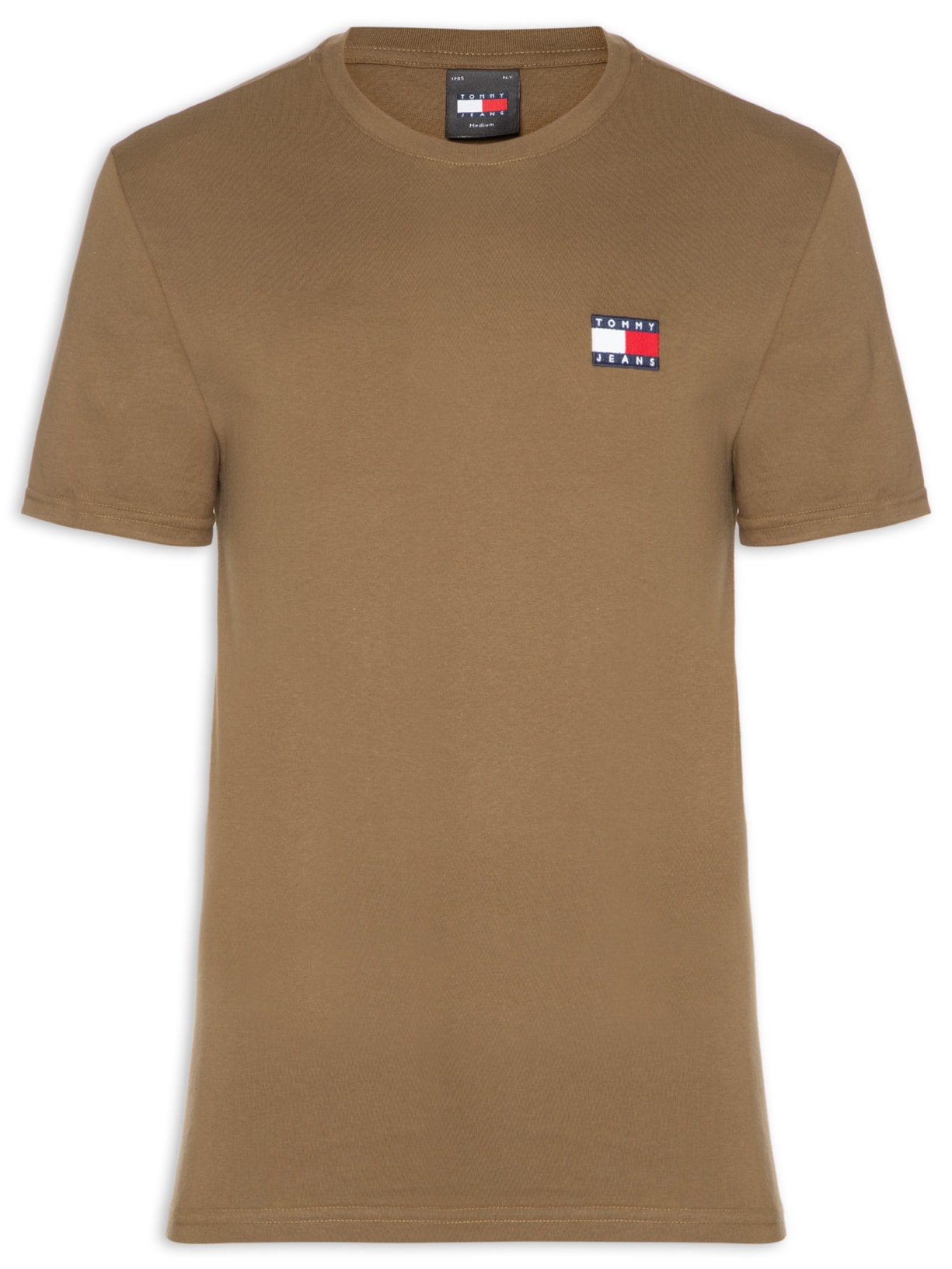 Camiseta Masculina Regular Fit Badge Bordado - Marrom