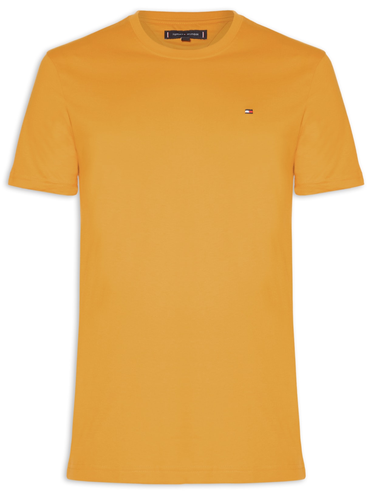 Camiseta Masculina Regular Fit Básica Em Algodão Amarelo Tommy Hilfiger