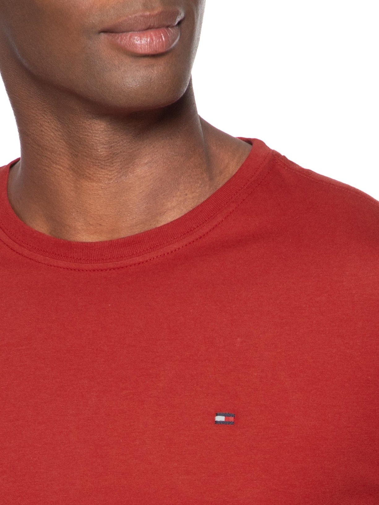 Camiseta Masculina Regular Fit Básica Em Algodão Vermelho Tommy Hilfiger