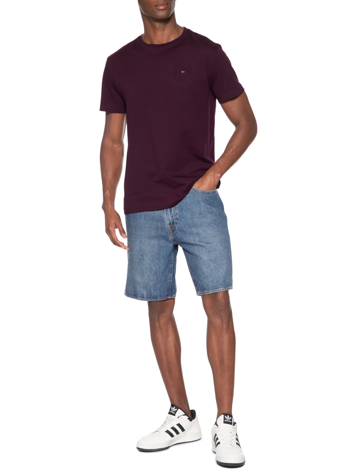 Camiseta Masculina Regular Fit Básica Em Algodão Vermelho Tommy Hilfiger