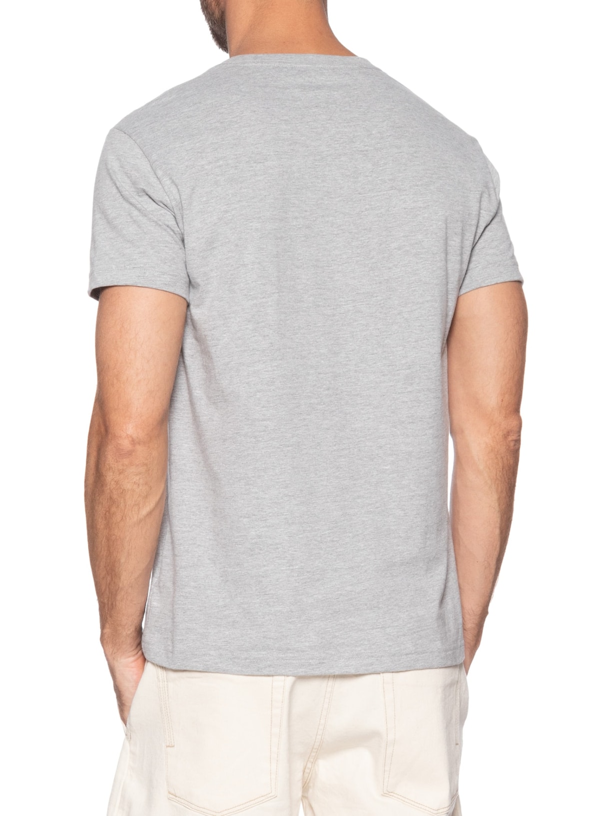 Camiseta Masculina Regular Fit Básica Gola V Cinza Tommy Hilfiger