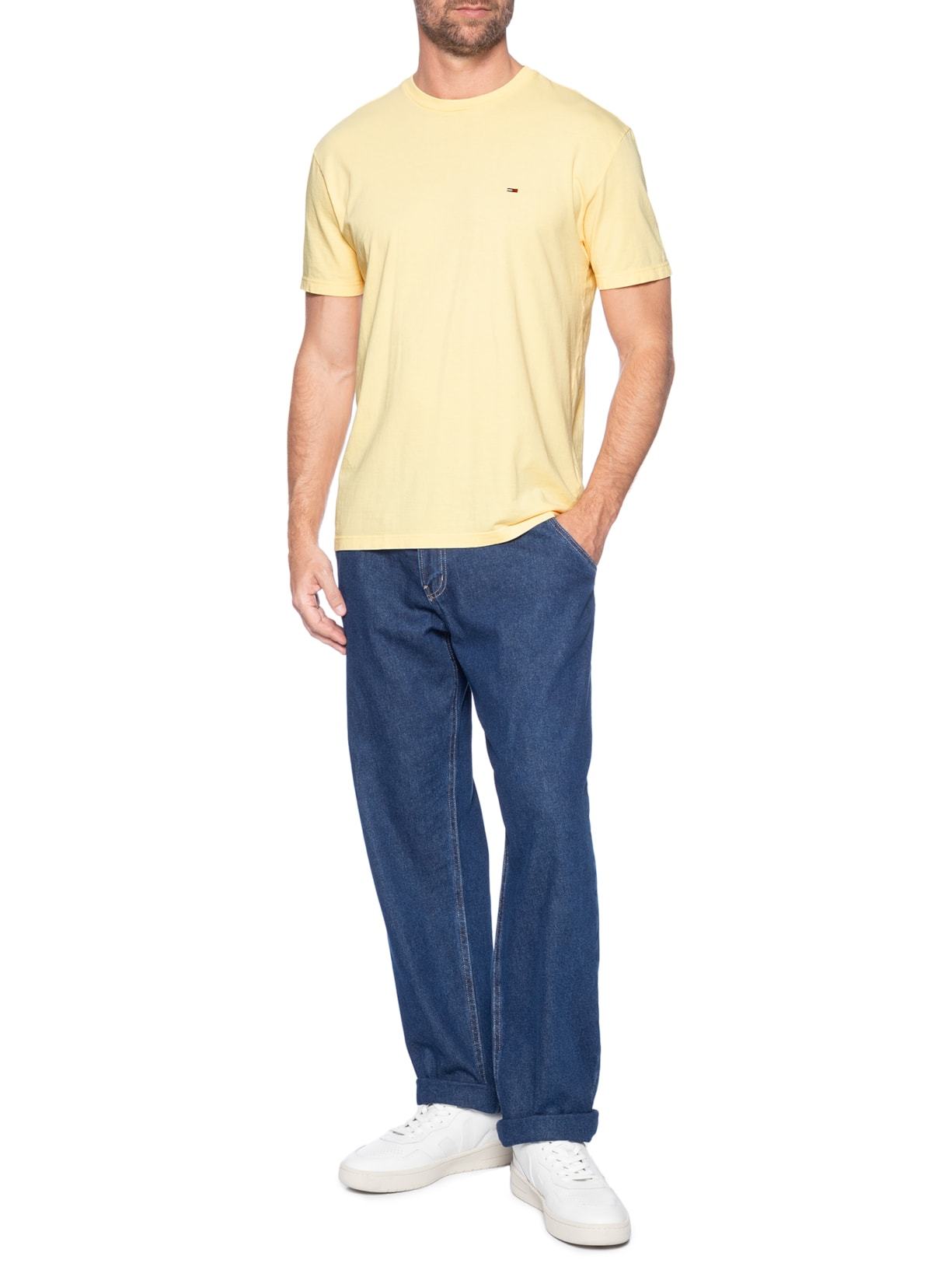 Camiseta Masculina Regular Fit Básica Jersey Amarelo Tommy Jeans
