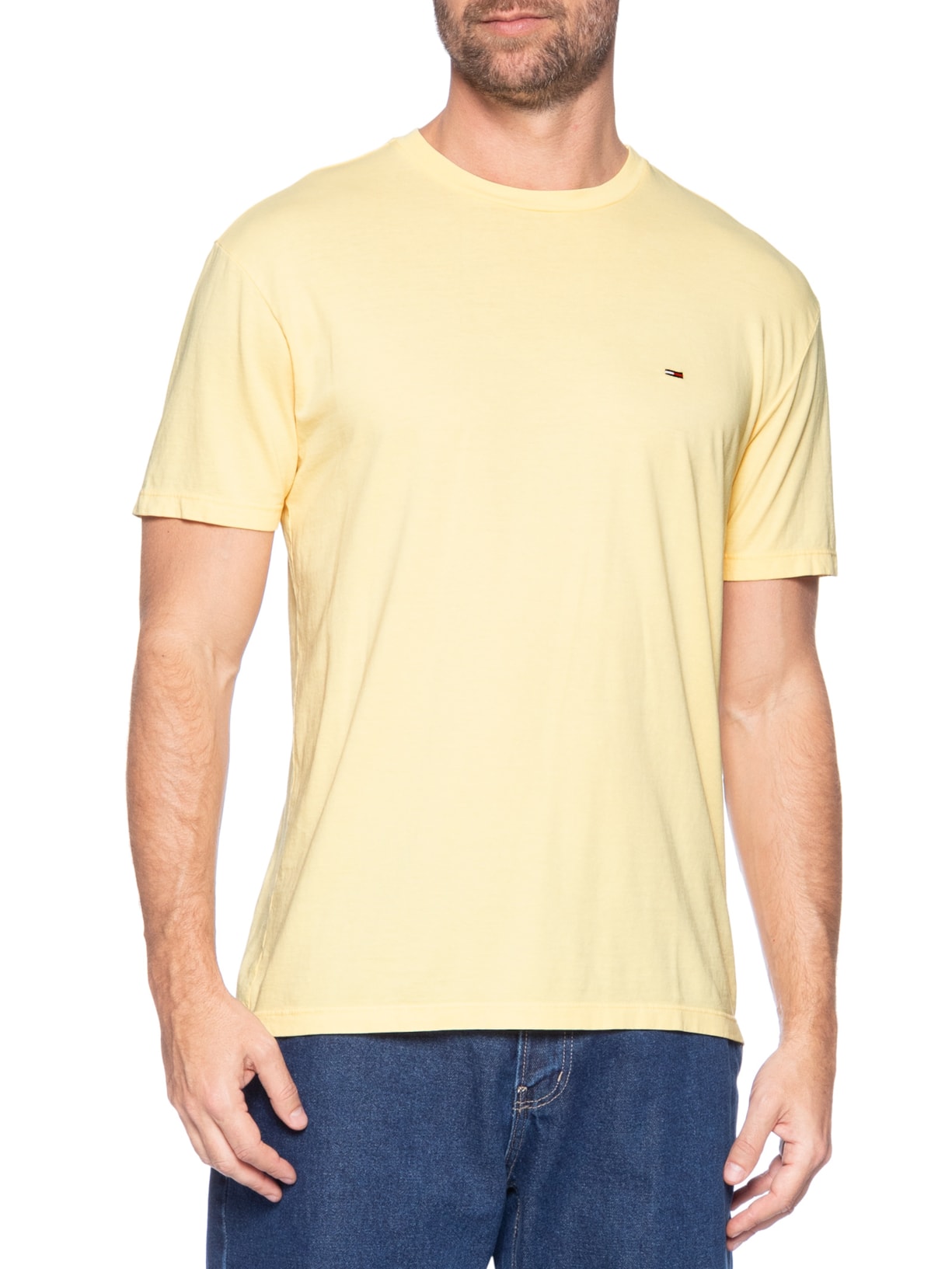 Camiseta Masculina Regular Fit Básica Jersey Amarelo Tommy Jeans