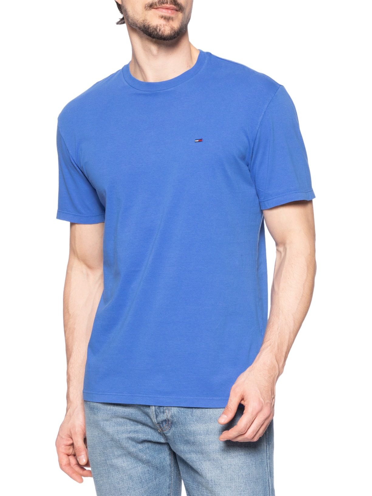 Camiseta Masculina Regular Fit Básica Jersey Azul Tommy Jeans