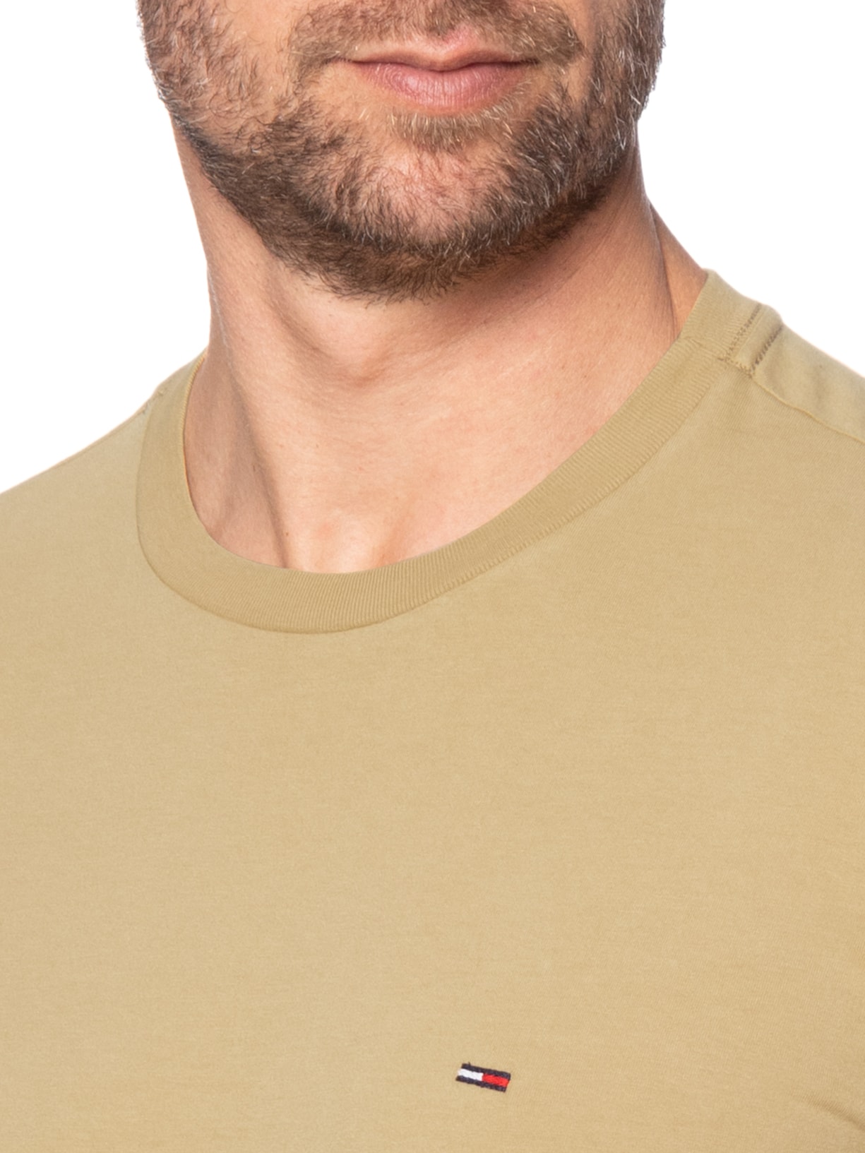 Camiseta Masculina Regular Fit Básica Jersey Bege Tommy Jeans