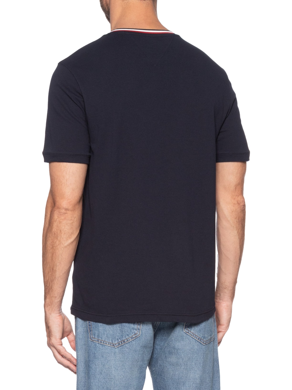 Camiseta Masculina Regular Fit Básica Piquet Azul Tommy Hilfiger