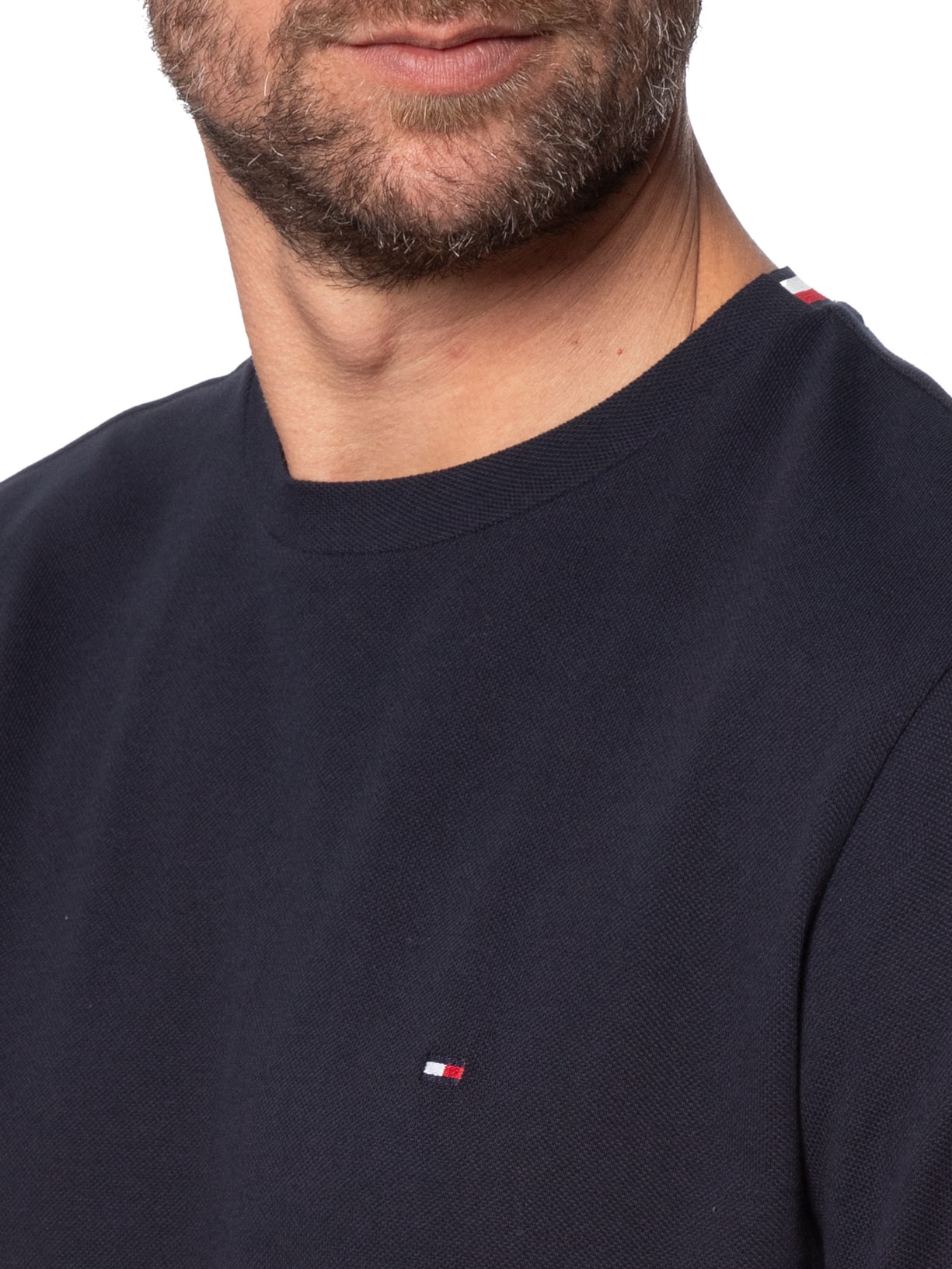 Camiseta Masculina Regular Fit Básica Piquet Azul Tommy Hilfiger