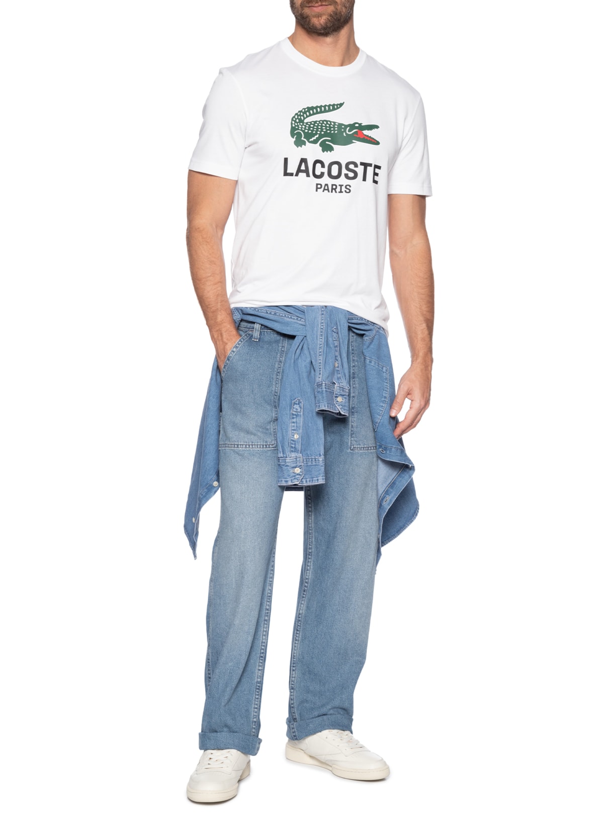 Camiseta Masculina Regular Fit Big Croco Branco Lacoste