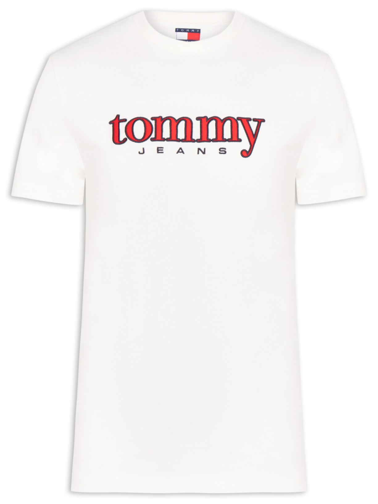 Camiseta Masculina Regular Fit Bordado Com Aplicação Branco Tommy Jeans