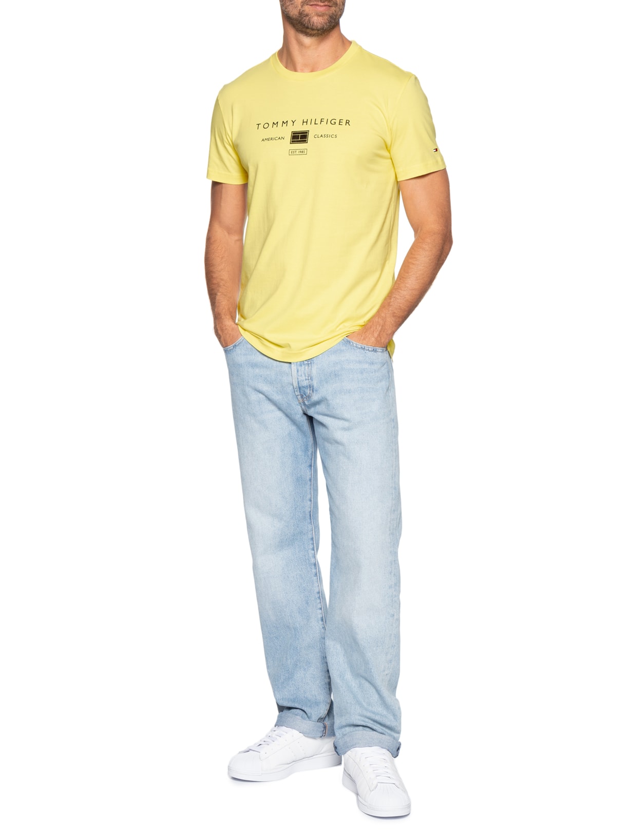 Camiseta Masculina Regular Fit Brand Love Amarelo Tommy Hilfiger