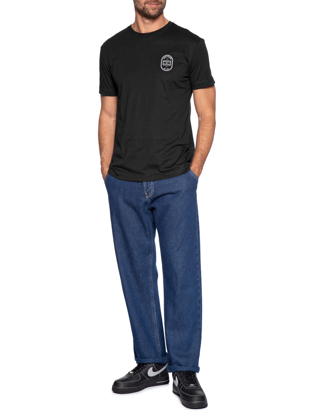 Camiseta Masculina Regular Fit Brand Love Emblema Preto Tommy Hilfiger