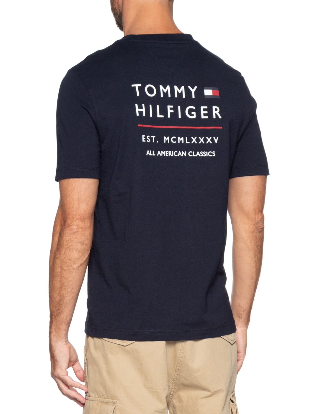 Camiseta Masculina Regular Fit Brand Love Estampada Azul Tommy Hilfiger
