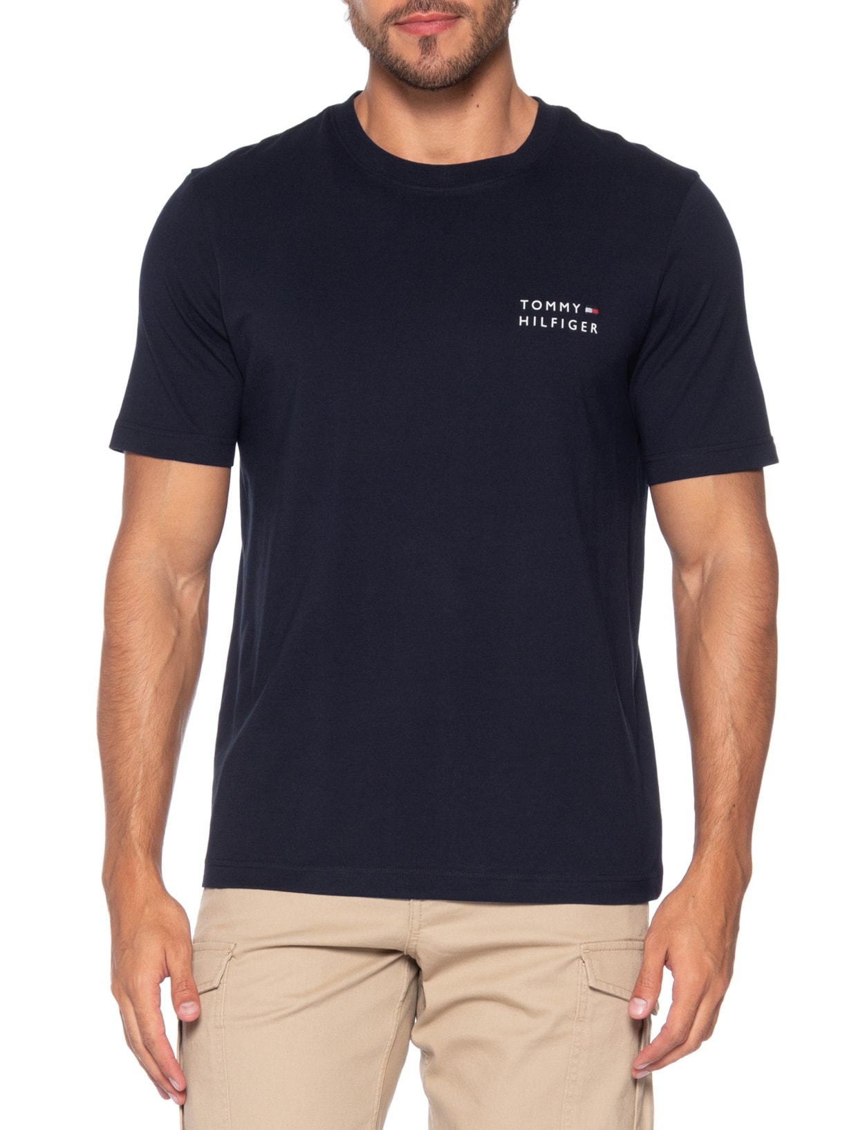 Camiseta Masculina Regular Fit Brand Love Estampada Azul Tommy Hilfiger