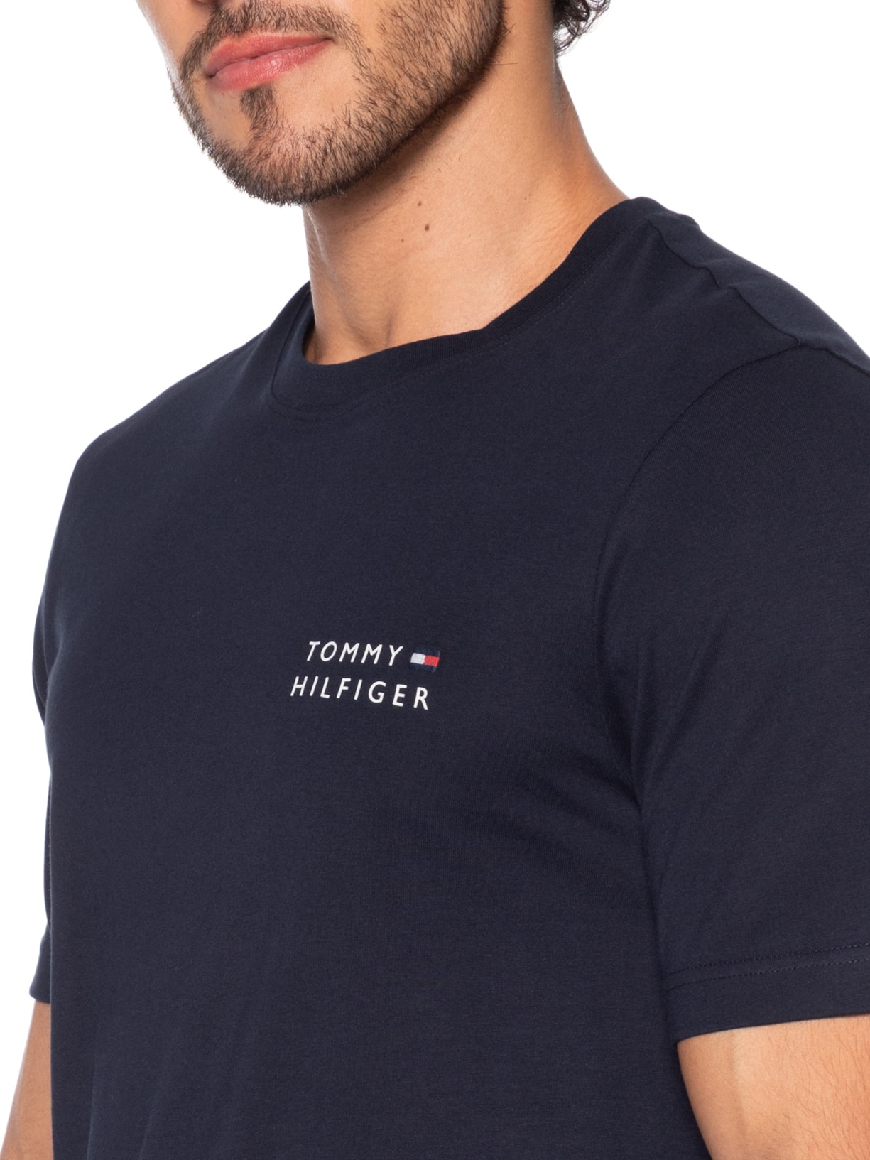 Camiseta Masculina Regular Fit Brand Love Estampada Azul Tommy Hilfiger