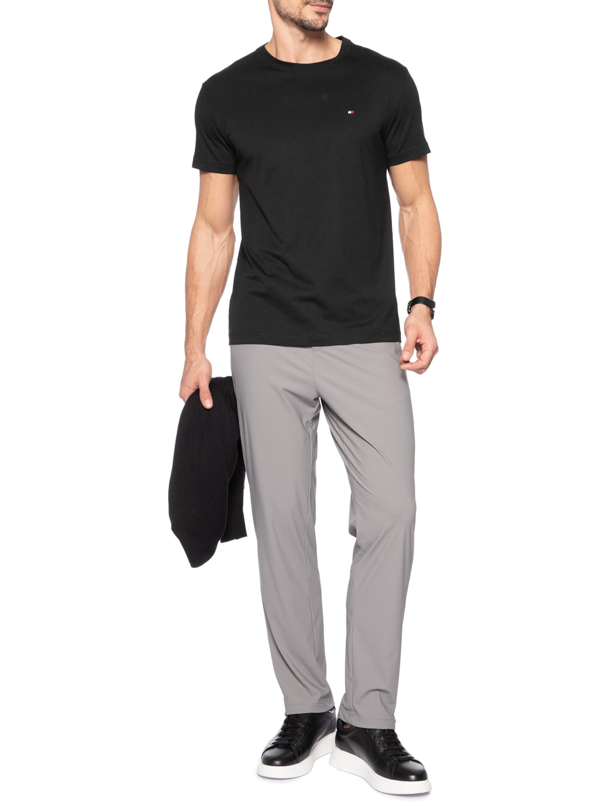 Camiseta Masculina Regular Fit C-NK Pima Cotton Preto Tommy Hilfiger