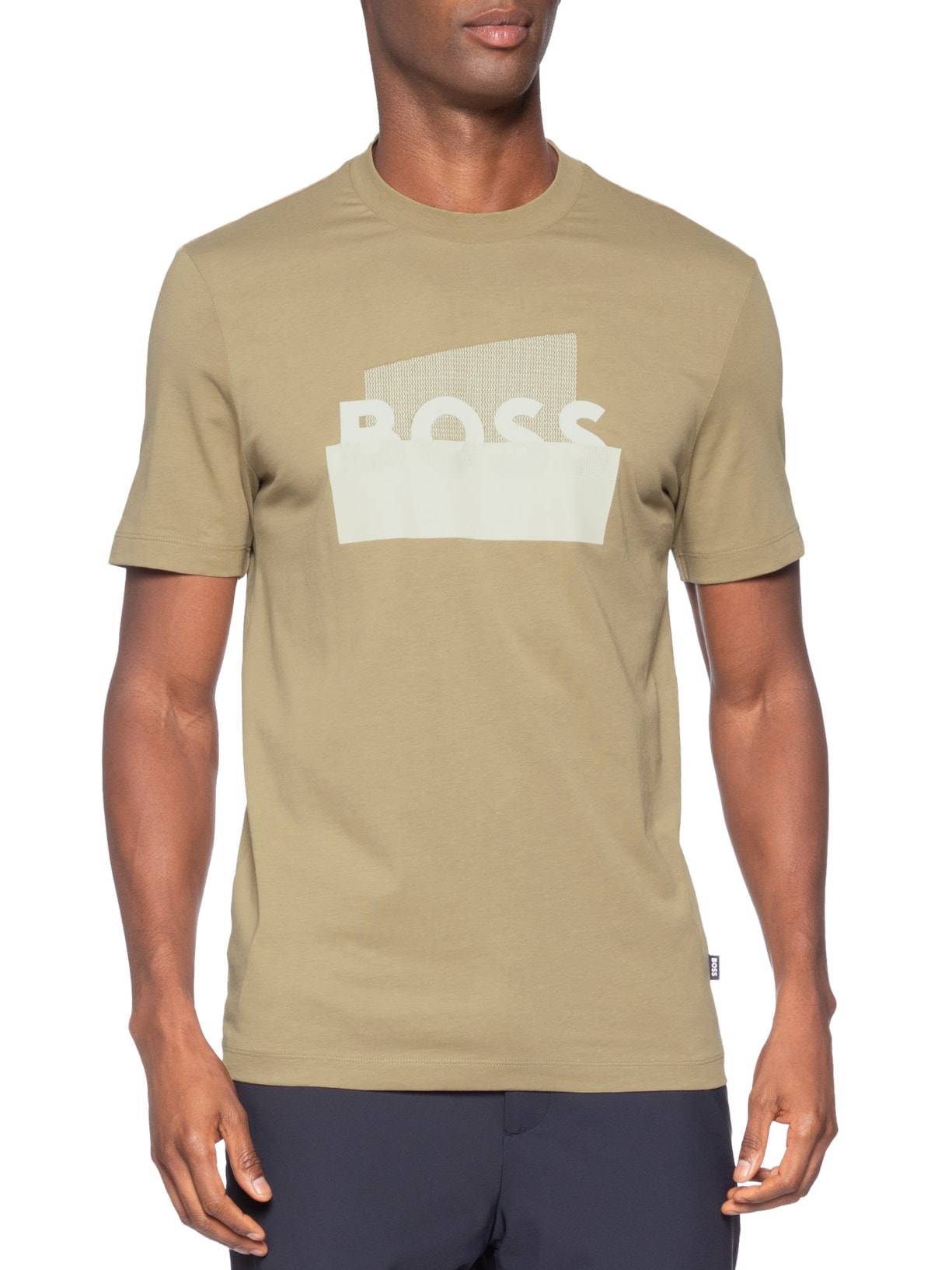 Camiseta Masculina Regular Fit C-Thompson 250 Bege Boss